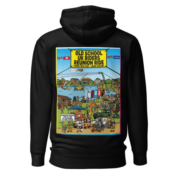 Limited Edition – Old School UK Cable Riders Reunion Poster Unisex Hoodie (Dark Colours) - Image 7