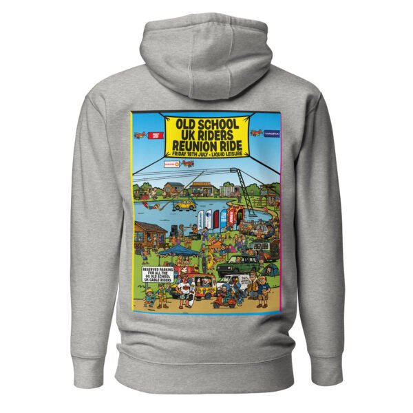 Limited Edition – Old School UK Cable Riders Reunion Poster Unisex Hoodie (Light Colours) - Image 7