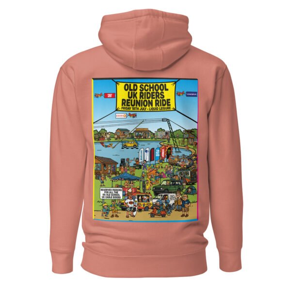 Limited Edition – Old School UK Cable Riders Reunion Poster Unisex Hoodie (Light Colours) - Image 3