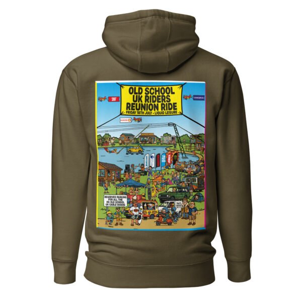 Limited Edition – Old School UK Cable Riders Reunion Poster Unisex Hoodie (Dark Colours) - Image 5