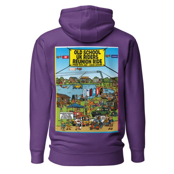 Limited Edition – Old School UK Cable Riders Reunion Poster Unisex Hoodie (Dark Colours) - Image 3