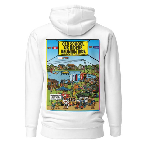 Limited Edition – Old School UK Cable Riders Reunion Poster Unisex Hoodie (Light Colours) - Image 9