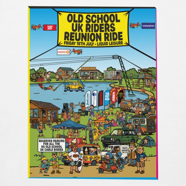 Limited Edition – Old School UK Cable Riders Reunion Poster Unisex Hoodie (Light Colours) - Image 11